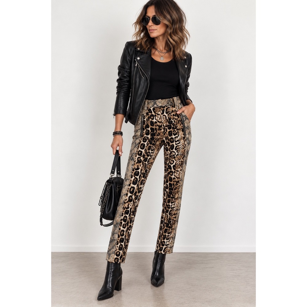 Tracy Reese Pants Size 4 Tan Python Cheetah NWT Mob Wives 2013 Runway Collection